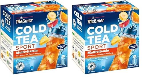 Meßmer Cold Tea Sport Multivitamin | mit Dextrose und Vitamin-Mischung | 14 Pyramidenbeutel | Glutenfrei | Laktosefrei | Vegan (Packung mit 2) von Meßmer