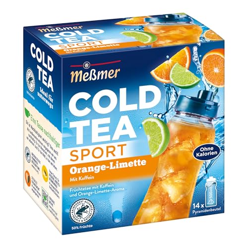 Meßmer Cold Tea Sport Orange-Limette | mit Koffein | 14 Pyramidenbeutel | Glutenfrei | Laktosefrei | Vegan von Meßmer