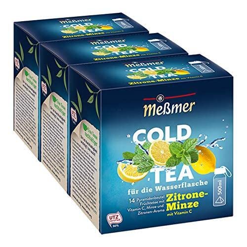Meßmer Cold Tea Zitrone-Minze, 14 Pyramidenbeutel, 3er Pack von Meßmer