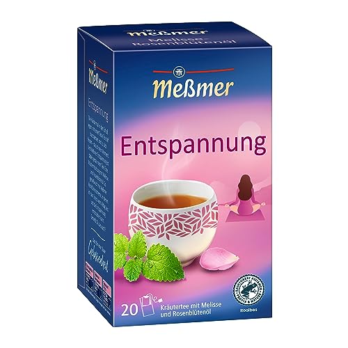 Meßmer ENTSPANNUNG | Rooibos-Melisse-Rosenblütenöl | 20 Teebeutel | Vegan | Glutenfrei | Laktosefrei von Meßmer