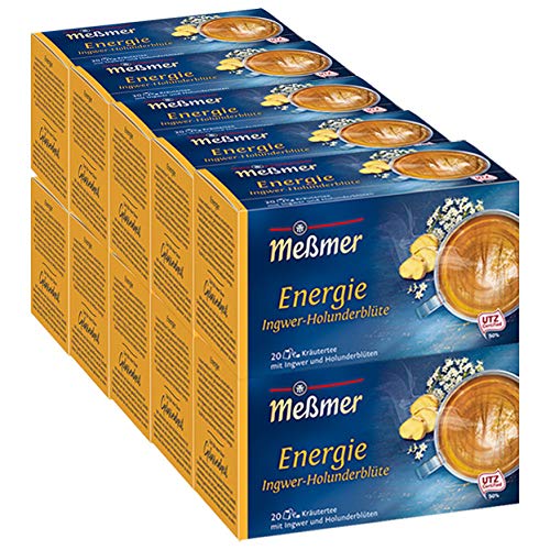 Meßmer Energie, Ingwer-Holunderblüte, 20 Beutel, 10er Pack (10 x 40 g) von Meßmer