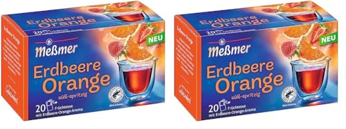 Meßmer Erdbeere-Orange | 20 Teebeutel | Glutenfrei | Laktosefrei | Vegan (Packung mit 2) von Meßmer