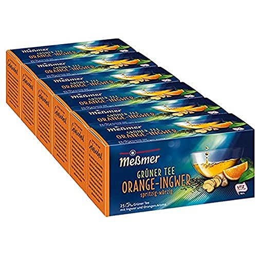 Meßmer Grüner Tee Orange-Ingwer, 25 Beutel, 6er Pack (6 x 44 g) von Meßmer