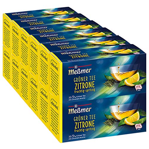 Meßmer Grüner Tee Zitrone spritzig-frisch 25 Teebeutel - 12 Pack von Meßmer