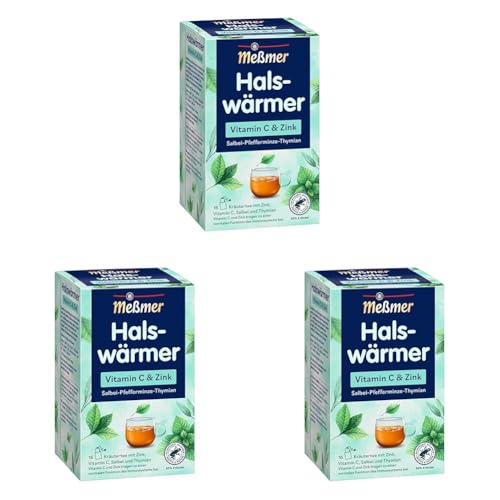 Meßmer Halswärmer | Vitamin C & Zink | 16 Teebeutel | Glutenfrei | Laktosefrei | Vegan (Packung mit 3) von Meßmer