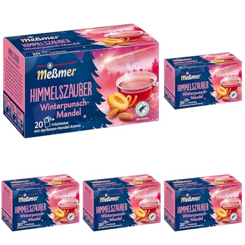 Meßmer Himmelszauber Früchtetee mit Mandel Aroma 20 Teebeutel Vegan Glutenfrei Laktosefrei, Aprikose, 55 g (Packung mit 5) von Meßmer