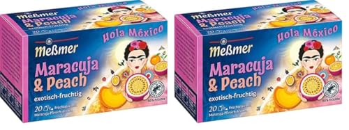 Meßmer Hola Mexico | Maracuja & Peach | 20 Teebeutel | Glutenfrei | Laktosefrei | Vegan (Packung mit 2) von Meßmer