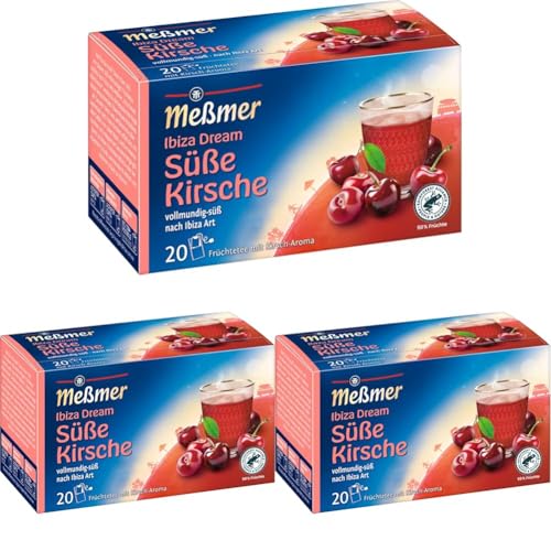 Meßmer Ibiza Dream | Süße Kirsche | 20 Teebeutel | Glutenfrei | Laktosefrei | Vegan (Packung mit 3) von Meßmer