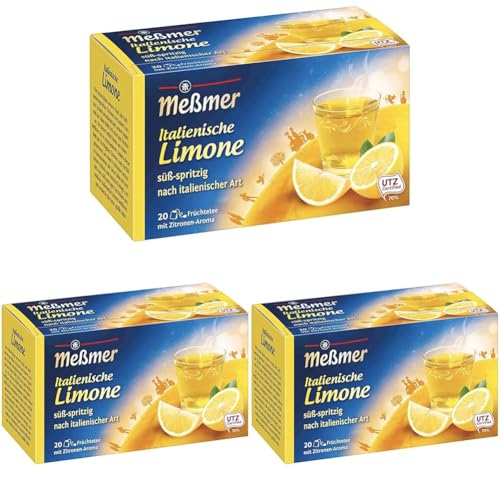 Meßmer Ländertee I Italienische Limone Tee I 20 Teebeutel I Glutenfrei I Laktosefrei I Vegan (Packung mit 3) von Meßmer