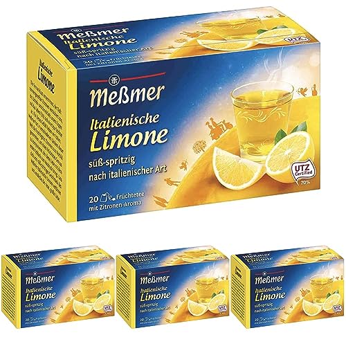 Meßmer Ländertee I Italienische Limone Tee I 20 Teebeutel I Glutenfrei I Laktosefrei I Vegan (Packung mit 4) von Meßmer