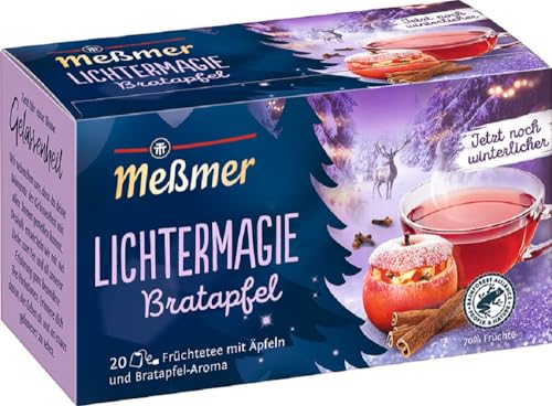 Meßmer Lichtermagie, Früchtetee mit Äpfeln und Bratapfel-Aroma, 20 Teebeutel, Vegan, Glutenfrei, Laktosefrei von Meßmer