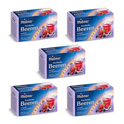 Meßmer Nordische Beere | 5x Nordische Beere Vorteilspaket | 100 Teebeutel | Früchtetee mit Beeren-Aroma | Glutenfrei | Laktosefrei | Vegan von Meßmer