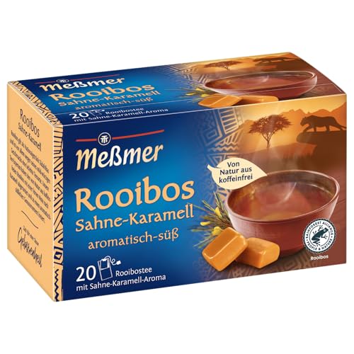 Meßmer Rooibos Sahne-Karamell Tee | aromatisiert | 20 Teebeutel | Vegan | Glutenfrei | Laktosefrei | Von Natur aus koffeinfrei von Meßmer