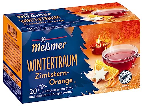 Meßmer Wintertraum | Kräutertee mit Zimt und Zimtstern-Orangen-Aroma | 20 Teebeutel | Vegan | Glutenfrei | Laktosefrei von Meßmer