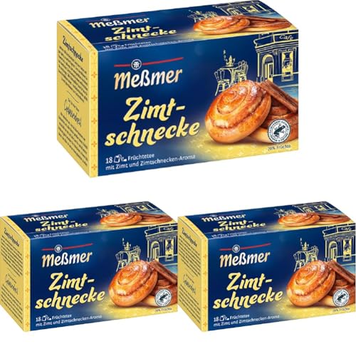 Meßmer Zimtschnecke | 18 Teebeutel | Vegan | Glutenfrei | Laktosefrei (Packung mit 3) von Meßmer