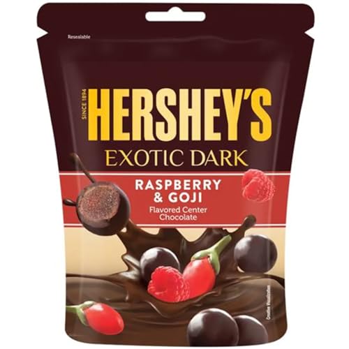 Hersheys Exotic Dark Chocolate verschiedene Sorten + Fire Drink GmbH Sticker! (Rasberry & Gogi) von Metel, Meteliza