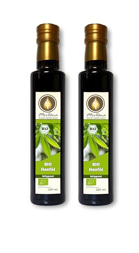 Bio Hanfsamenöl, 500 ml (2 x 250 ml) 100% rein kaltgepresst - hoher Anteil an Omega 3-6-9 Fettsäuren - vegan in Premium Qualität von Mevlâna Naturmühle