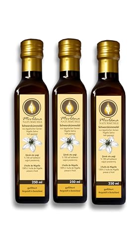 Schwarzkümmelöl 3 x 250 ml frische 1. kalte Pressung, schonend gefiltert, vom Hersteller Mevlana Naturmühle von Mevlâna Naturmühle