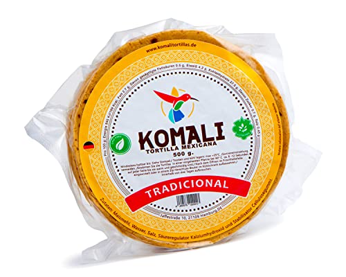 Komali Gelbe Maistortillas Mexikanische Tortilla (20 Stück - 500g - 15cm) von mexhaus