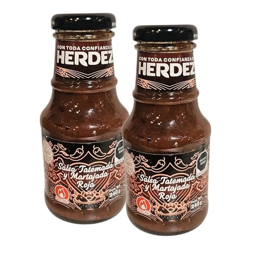 GRÜNE UND ROTE MEXIKANISCHE SOßE VON HERDEZ GERÖSTET UND GEMÖRSERT 240GR (Pack 2) (Rote Soße) von México Mágico