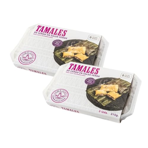 Tamales La reina de la Tortilla, servierfertig 3-Stk (Pack 2) (315g (Pack 2), Carne de cerdo en salsa verde) von México Mágico