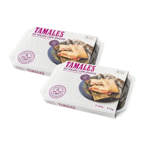 Tamales La reina de la Tortilla, servierfertig 3-Stk (Pack 2) (315g (Pack 2), Rajas con Queso) von México Mágico