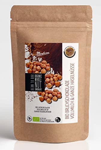 Meybona Bio Vollmilchschokolade mit ganzen Haselnüssen | 500 g Bruchschokolade | Vollmilch Schokolade Großpackung | Bean To Bar Schokolade | mit echter Bourbon Vanille | Organic Chocolate von Meybona