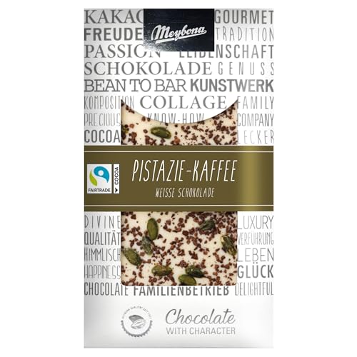 Meybona Collage Weiße Schokolade | Pistazie Kaffee | Fairtrade Kakao | Manufaktur aus Deutschland | Bean to Bar | Edel-Schokoladen Geschenk 7 x 100g Großpackung von Meybona