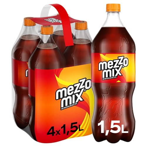 Mezzo Mix - prickelnd-erfrischendes Mischgetränk aus Cola und Orange - Softdrink in Einweg Flaschen (4 x 1500 ml) von Mezzo Mix