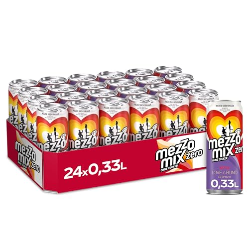 Mezzo Mix zero - prickelnd-erfrischendes Mischgetränk aus Cola und Orange ohne Zucker und ohne Kalorien - Softdrink in stylischen Einweg Dosen (24 x 330 ml) von Mezzo Mix