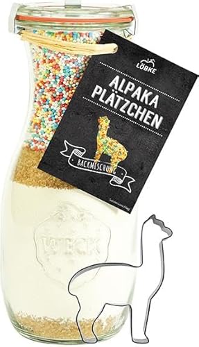 Alpaka Butterplätzchen mit Ausstechform und Streuseln in 530ml Weckflasche von Miamani