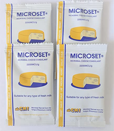 Microbial Rennet Mix Käse Gerinnungsmittel Microset 5 g Beutel für 50 Liter Milch | Cuajo Caglio Presüre Labor (4, 5 g) von Microset