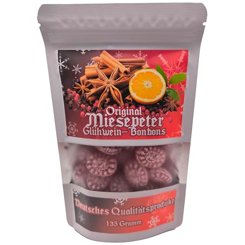 Miesepeter Glühwein Bonbons - lustige Wichtelgeschenke Weihnachten | witzige Geschenkidee | kleine Weihnachtsgeschenke (Standbeutel 135g) von Miesepeter