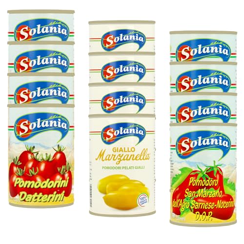 Solania Tomaten Set, San Marzano ,Datterini, Pizzeria, Semola, Hefe (Trio 3x4 Dosen) von MIGASE