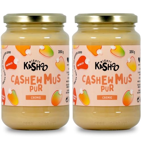 Cashewmus Pur - Nussmus von Mighty Kashoo, Veganer Brotaufstrich, Nachhaltiges Mus aus Westafrikanischen Nüssen, 2 x 350g Glas, Natürlich & Reich an Nährstoffen, ohne Palmöl und Zucker von Mighty Kashoo