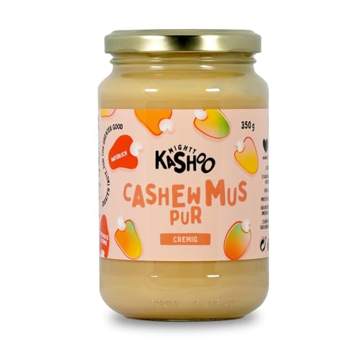 Mighty Kashoo - Pur cremig, Nachhaltiges Cashewmus aus Westafrikanischen Nüssen, 350g im Glas - Natürlich, vegan und reich an Nährstoffen (350 g (1er Pack)) von Mighty Kashoo