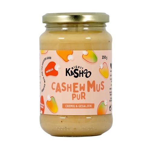 Mighty Kashoo - Pur cremig + salzig, Nachhaltiges Cashewmus aus Westafrikanischen Nüssen, 350g im Glas - Natürlich, vegan und reich an Nährstoffen von Mighty Kashoo