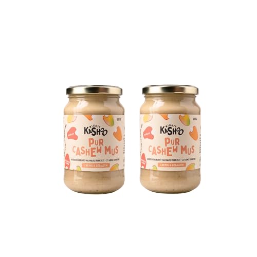 Mighty Kashoo - Pur cremig & salzig, Nachhaltiges Cashewmus aus Westafrikanischen Nüssen, 2 x 350g im Glas - Natürlich, vegan und reich an Nährstoffen von Mighty Kashoo