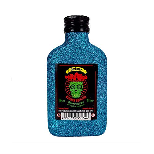 Mikalido Mexicana Eierkaner Scharfer Eierlikör 0,1l (14% Vol) Blin Bling Glitzerflasche in blau -[Enthält Sulfite] von Mikalido