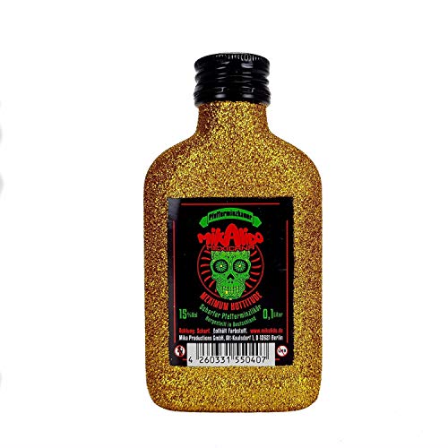 Mikalido Mexicana Pfefferminzkaner Scharfer Pfefferminzlikör 0,1l (15% Vol) Blin Bling Glitzerflasche in gold -[Enthält Sulfite] von Mikalido