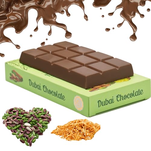 60 g Dubai Schokolade | Pistaziencreme Dubai Schokolade | Handmade Dubai Schokolade kaufen | Die Dubai Schokolade | Handgefertigt von Belgien-Schokolade (Medium Dubai Schokolade) von Milat