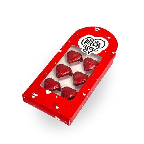 Valentinstag Pralinen | Pistaziencreme Dubai Schokolade | 6 Herzförmige Belgische Schokoladen in einer Roten Box 60g, Schokolade | Handgefertigt von Belgien-Schokolade (Herzform Schokolade) von Milat