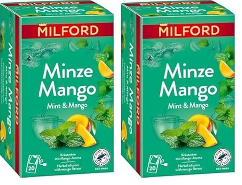 MILFORD Minze Mango | Kräutertee mit Mango-Aroma | 20 Teebeutel (Packung mit 2) von Milford