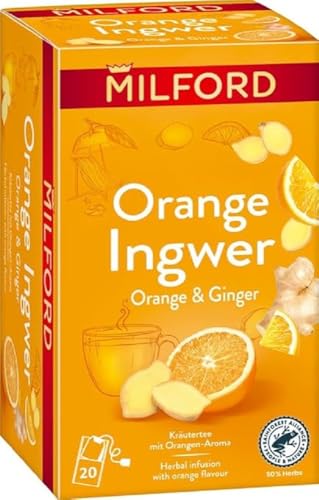 MILFORD Orange Ingwer | Kräutertee mit Orangen-Aroma | 20 Teebeutel von Milford