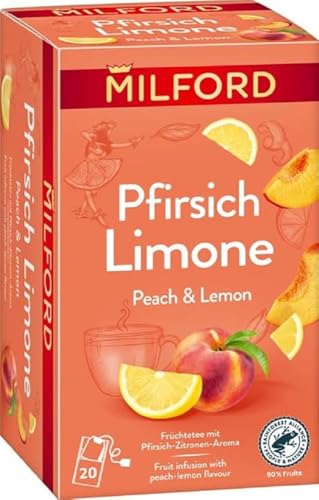 MILFORD Pfirsich Limone | Früchtetee mit Pfirsich-Zitronen-Aroma | 20 Teebeutel von Milford