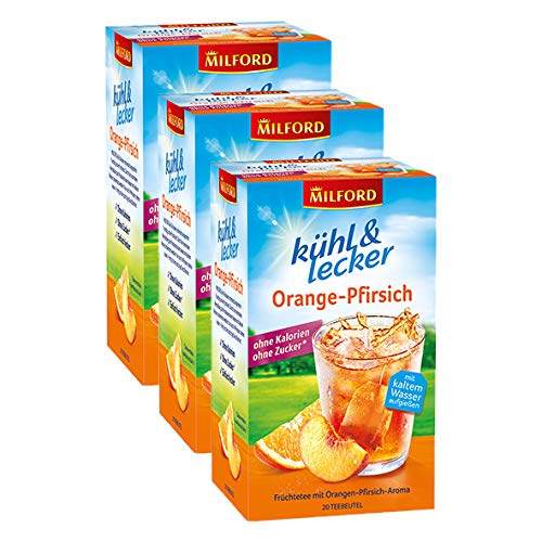 Milford kühl & lecker Orange-Pfirsich, 20 Teebeutel, 3er Pack von Milford