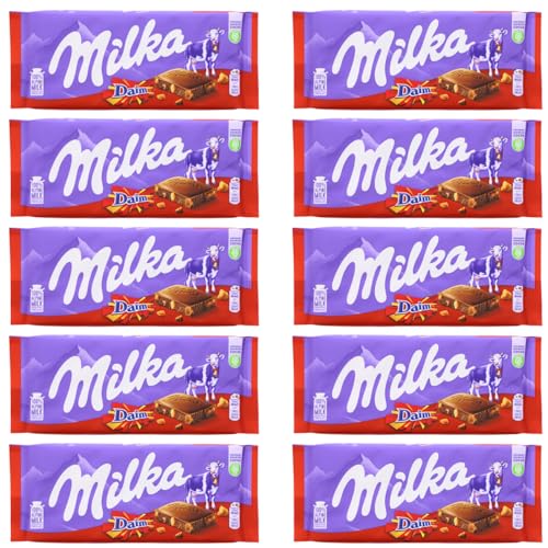 10x Milka & Daim zartschmelzende Schokolade mit knackigen Daim Stückchen je 100g von Milka