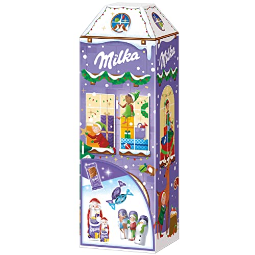 Milka 3D Haus Adventskalender 1 x 229g I Adventskalender mit Schokolade I Weihnachtskalender I Schoko Adventskalender I mit Weihnachtsschokolade und Milka Schoko Bonbons von Milka