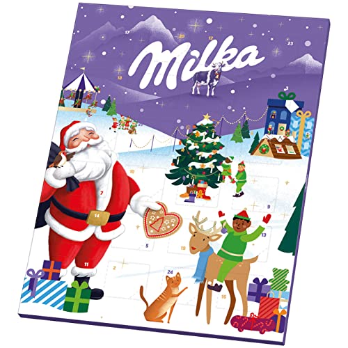 Milka Adventskalender 1 x 90g I Adventskalender mit Schokolade I Weihnachtskalender I Schoko Adventskalender I Weihnachtsschokolade aus 100% Alpenmilch von Milka