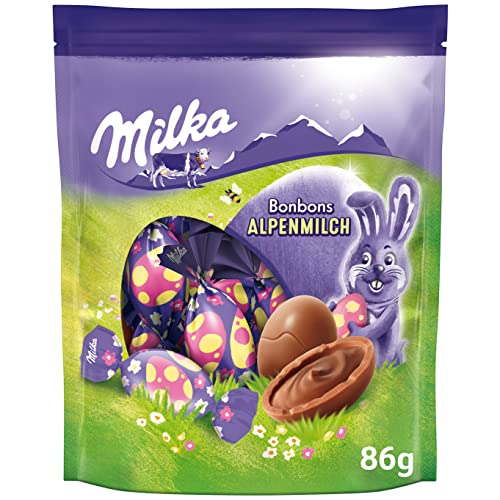 Milka Bonbons Alpenmilch 1 x 86g I Osterschokolade Einzelpackung I für das Osternest und zum Verstecken I Süßigkeiten zu Ostern aus 100% Alpenmilch Schokolade von Milka